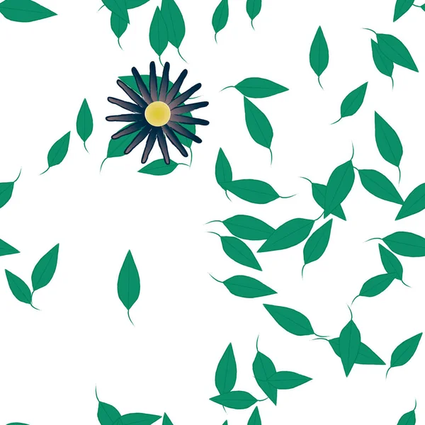 Flores Com Folhas Verdes Composição Livre Ilustração Vetorial — Vetor de Stock