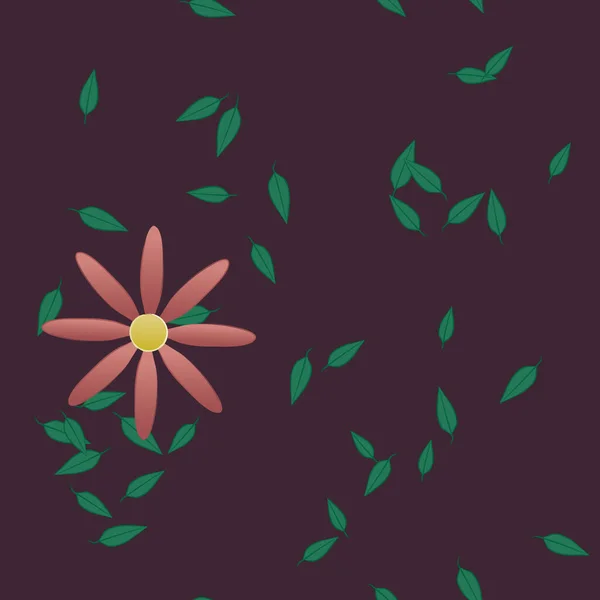 Composición Libre Con Flores Colores Simples Hojas Verdes Para Papel — Archivo Imágenes Vectoriales