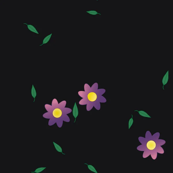 Composición Libre Con Flores Colores Simples Hojas Verdes Para Papel — Archivo Imágenes Vectoriales