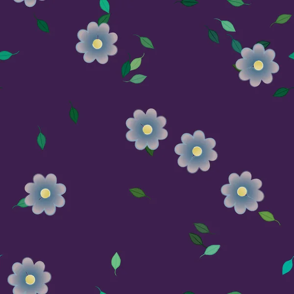 Flores Simples Con Hojas Verdes Composición Libre Ilustración Vectorial — Vector de stock