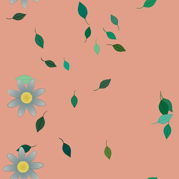 Fleurs Aux Feuilles Vertes Composition Libre Illustration Vectorielle — Image vectorielle