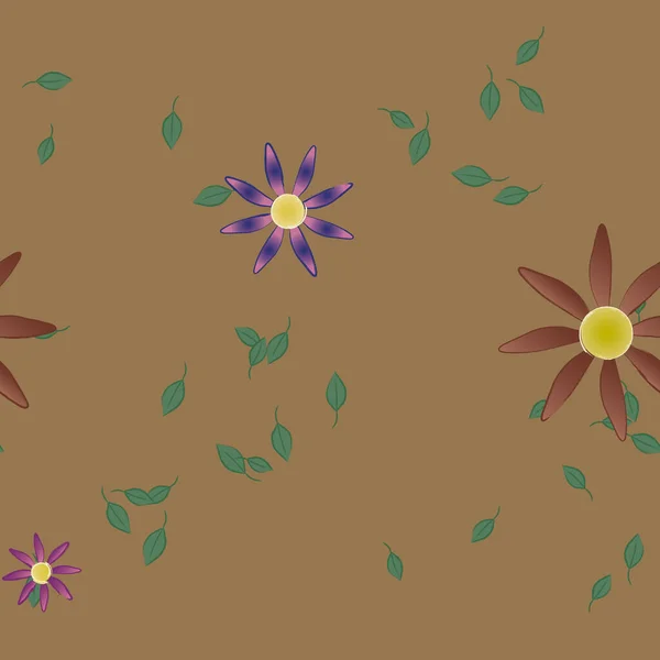 Composición Libre Con Flores Colores Simples Hojas Verdes Para Papel — Vector de stock