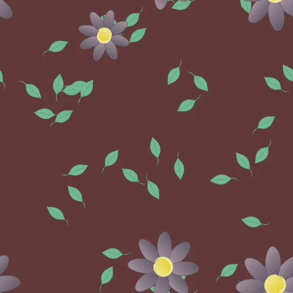 Composition Design Avec Fleurs Simples Feuilles Vertes Illustration Vectorielle — Image vectorielle