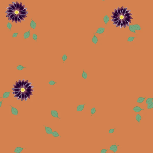 Composition Design Avec Fleurs Simples Feuilles Vertes Illustration Vectorielle — Image vectorielle