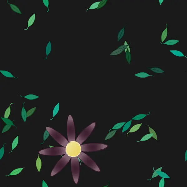 Composición Libre Con Flores Colores Simples Hojas Verdes Para Papel — Vector de stock