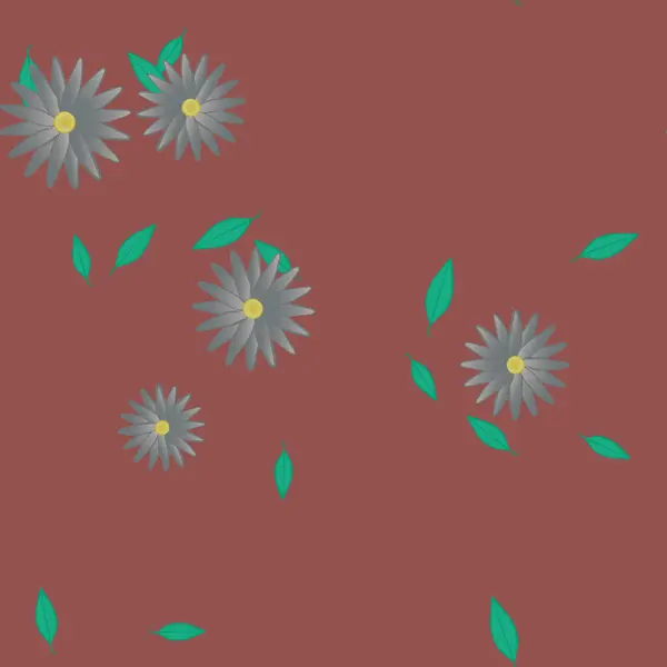 Flores Con Hojas Verdes Composición Libre Ilustración Vectorial — Vector de stock