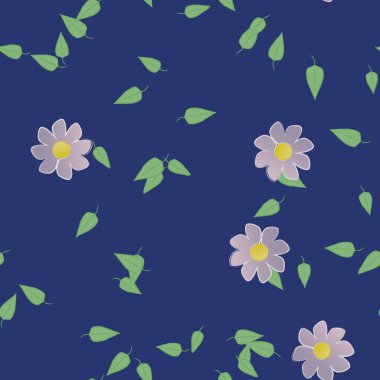 Basit renkli çiçekler ve yeşil yapraklı vektör şablonu