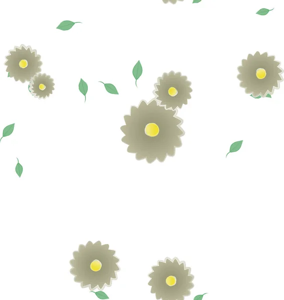 Flores Con Hojas Verdes Composición Libre Ilustración Vectorial — Vector de stock