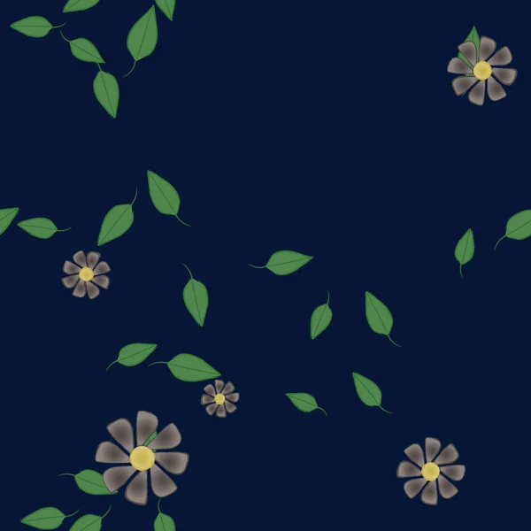 Composición Libre Con Flores Colores Simples Hojas Verdes Para Papel — Vector de stock