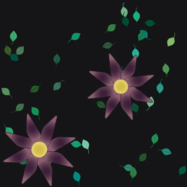 Composición Libre Con Flores Colores Simples Hojas Verdes Para Papel — Vector de stock