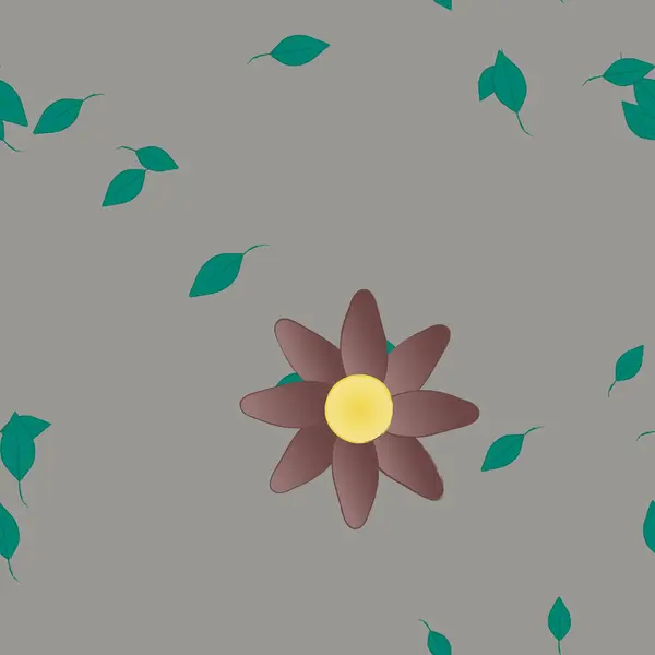 Blommor Med Gröna Blad Fri Sammansättning Vektor Illustration — Stock vektor