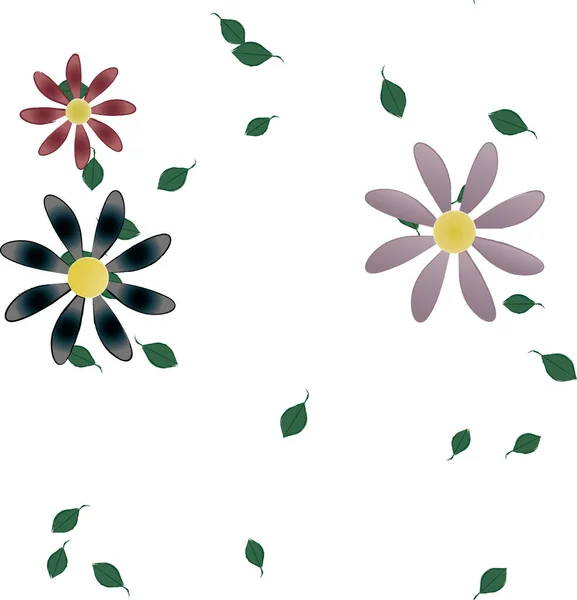 Flori Frunze Verzi Compoziție Liberă Ilustrație Vectorială — Vector de stoc