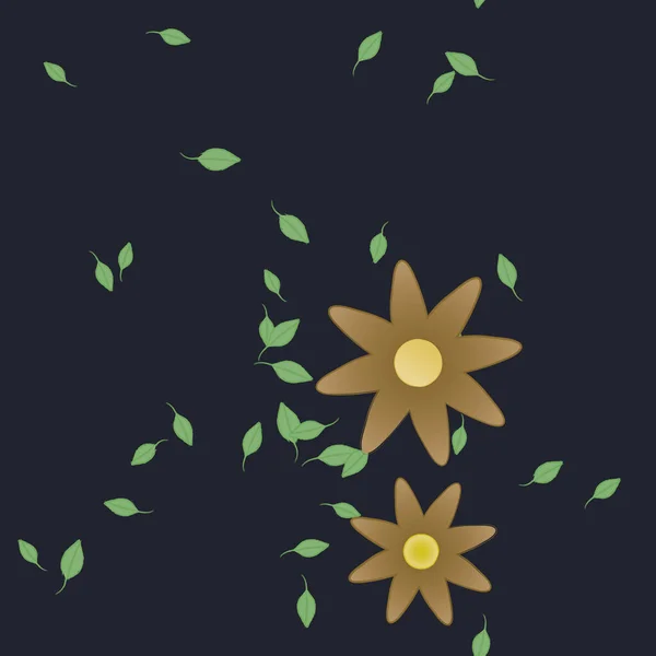 Composition Design Avec Fleurs Simples Feuilles Vertes Illustration Vectorielle — Image vectorielle