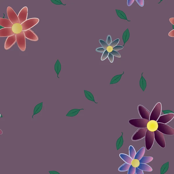 Composition Design Avec Fleurs Simples Feuilles Vertes Illustration Vectorielle — Image vectorielle