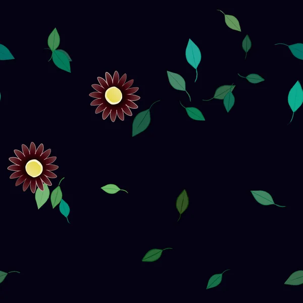 Composición Libre Con Flores Colores Simples Hojas Verdes Para Papel — Vector de stock