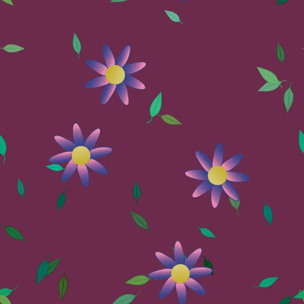 Fleurs Aux Feuilles Vertes Composition Libre Illustration Vectorielle — Image vectorielle