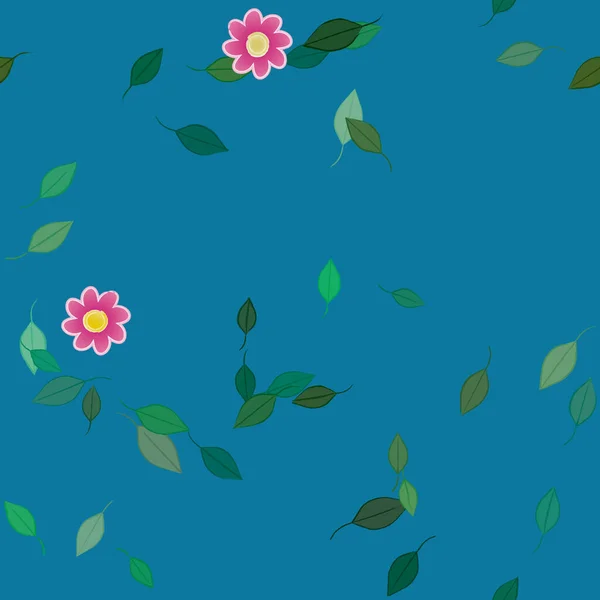 Composição Design Com Flores Simples Folhas Verdes Ilustração Vetorial — Vetor de Stock