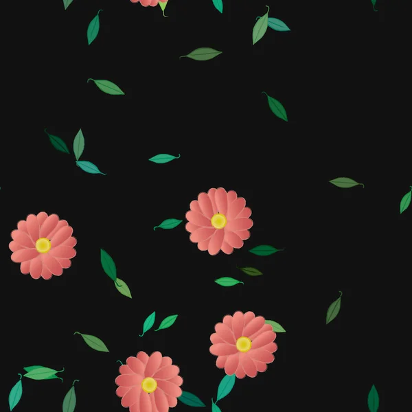 Composición Libre Con Flores Colores Simples Hojas Verdes Para Papel — Vector de stock