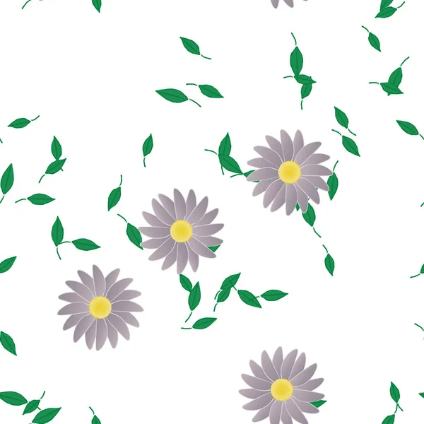 Composition Design Avec Fleurs Simples Feuilles Vertes Illustration Vectorielle — Image vectorielle