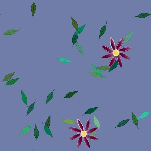 Belle Composition Avec Des Fleurs Colorées Simples Des Feuilles Vertes — Image vectorielle