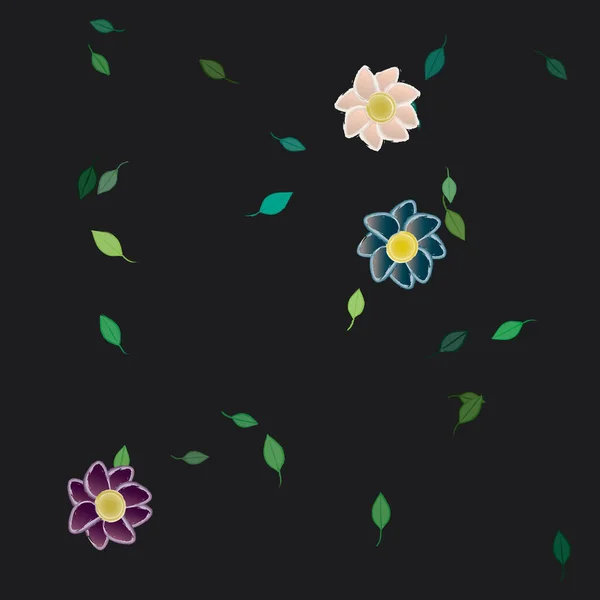 Flori Frunze Verzi Compoziție Liberă Ilustrație Vectorială — Vector de stoc