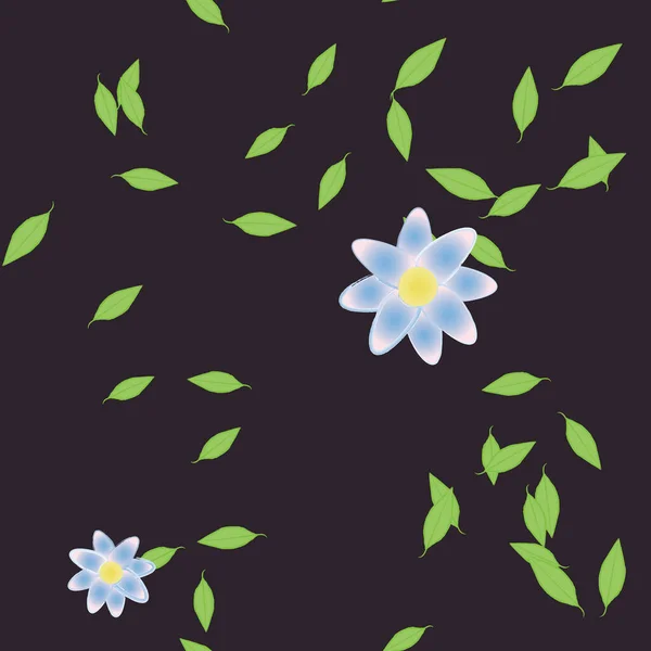 Λουλούδια Πράσινα Φύλλα Ελεύθερη Σύνθεση Διανυσματική Απεικόνιση — Διανυσματικό Αρχείο