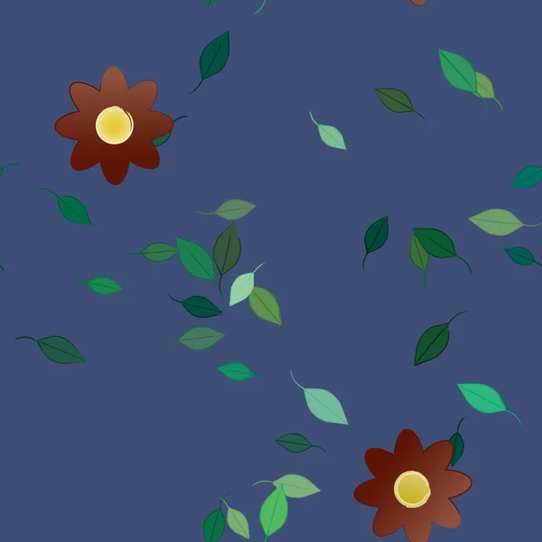 Belle Composition Avec Des Fleurs Colorées Simples Des Feuilles Vertes — Image vectorielle