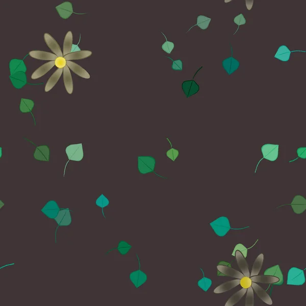 Composition Design Avec Fleurs Simples Feuilles Vertes Illustration Vectorielle — Image vectorielle