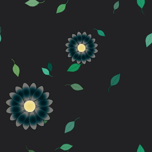 Composition Design Avec Fleurs Simples Feuilles Vertes Illustration Vectorielle — Image vectorielle