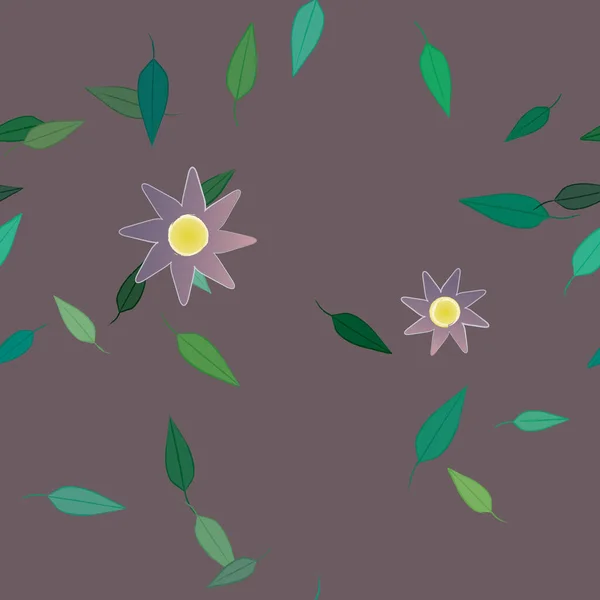 Fleurs Aux Feuilles Vertes Composition Libre Illustration Vectorielle — Image vectorielle