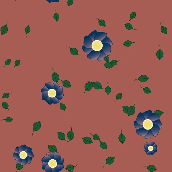 Belle Composition Avec Des Fleurs Colorées Simples Des Feuilles Vertes — Image vectorielle