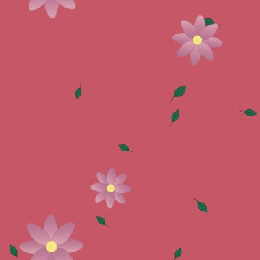 Serbest kompozisyonda yeşil yapraklı çiçekler, vektör illüstrasyonu