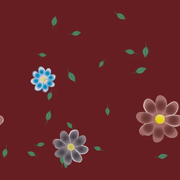 Composition Design Avec Fleurs Simples Feuilles Vertes Illustration Vectorielle — Image vectorielle