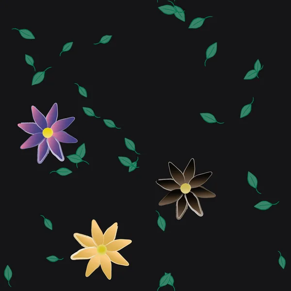 Квіти Зеленим Листям Вільній Композиції Векторні Ілюстрації — стоковий вектор