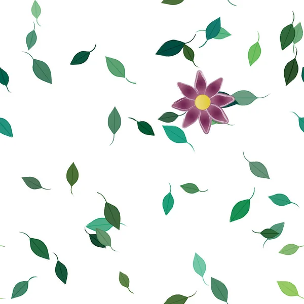 Flores Com Folhas Verdes Composição Livre Ilustração Vetorial — Vetor de Stock