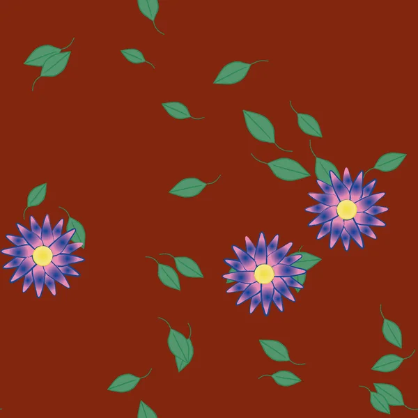 Composición Libre Con Flores Colores Simples Hojas Verdes Para Papel — Vector de stock