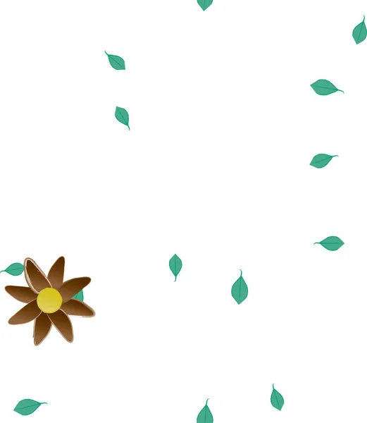 Eenvoudige Bloemen Met Groene Bladeren Vrije Samenstelling Vector Illustratie — Stockvector