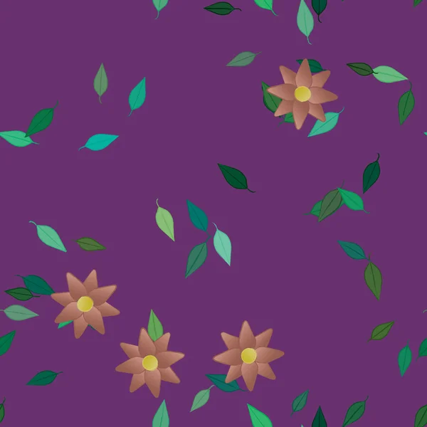 Простые Цветы Зелеными Листьями Свободной Композиции Векторная Иллюстрация — стоковый вектор