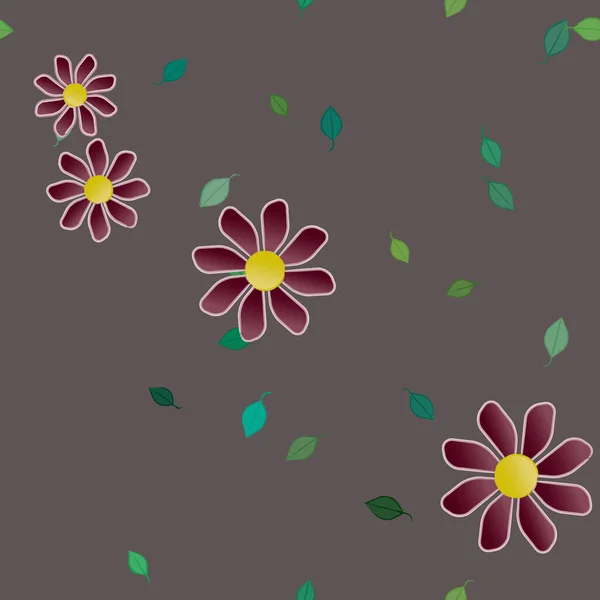 Composición Libre Con Flores Colores Simples Hojas Verdes Para Papel — Vector de stock