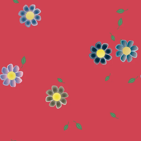 Composition Design Avec Fleurs Simples Feuilles Vertes Illustration Vectorielle — Image vectorielle