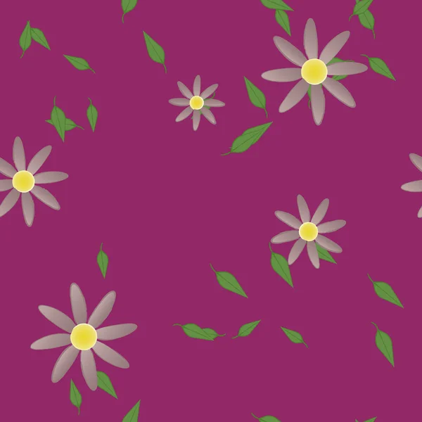 Composición Diseño Con Flores Simples Hojas Verdes Ilustración Vectorial — Vector de stock