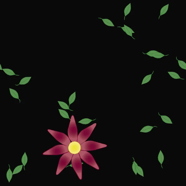 Composición Libre Con Flores Colores Simples Hojas Verdes Para Papel — Vector de stock