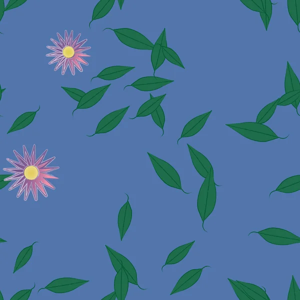 Flores Con Hojas Verdes Composición Libre Ilustración Vectorial — Vector de stock