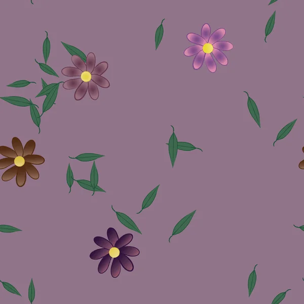 Composición Diseño Con Flores Simples Hojas Verdes Ilustración Vectorial — Vector de stock