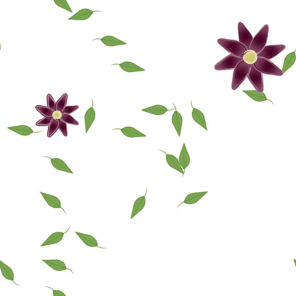 Composición Libre Con Flores Colores Simples Hojas Verdes Para Papel — Vector de stock