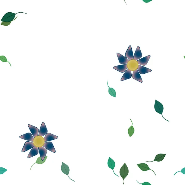 Composición Libre Con Flores Colores Simples Hojas Verdes Para Papel — Archivo Imágenes Vectoriales