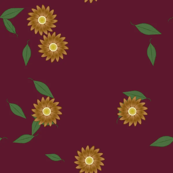 Composición Diseño Con Flores Simples Hojas Verdes Ilustración Vectorial — Vector de stock