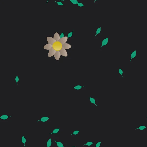 Flores Con Hojas Verdes Composición Libre Ilustración Vectorial — Vector de stock