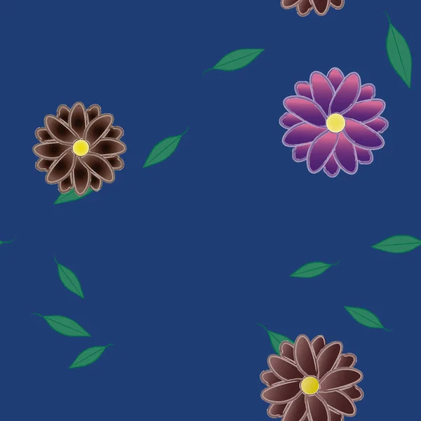 Flores Con Hojas Verdes Composición Libre Ilustración Vectorial — Vector de stock