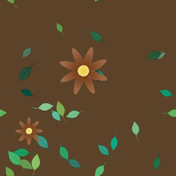 Composition Design Avec Fleurs Simples Feuilles Vertes Illustration Vectorielle — Image vectorielle